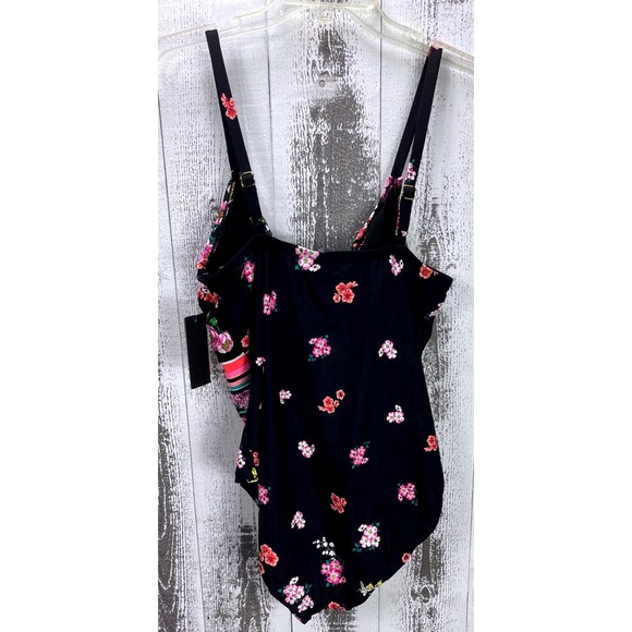 Kenneth Cole Reaction 1X Floral One Piece Swimsuit Tummy Control NWT - Picture 2 of 6